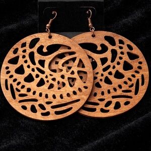 Artisan Wooden Hoop Earrings